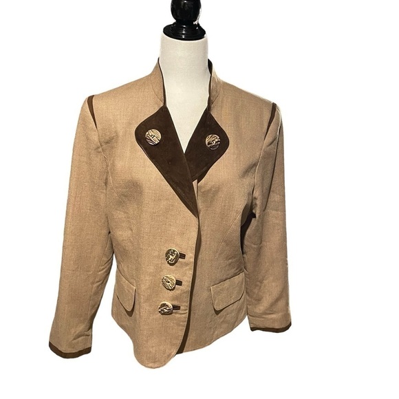 Your Sixth Sense Wool and Velvet trim Short Riding Jacket artifical wood buttons - Picture 1 of 14